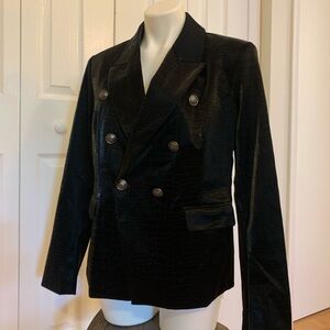Black Snakeskin Double-Breasted Pleather Blazer